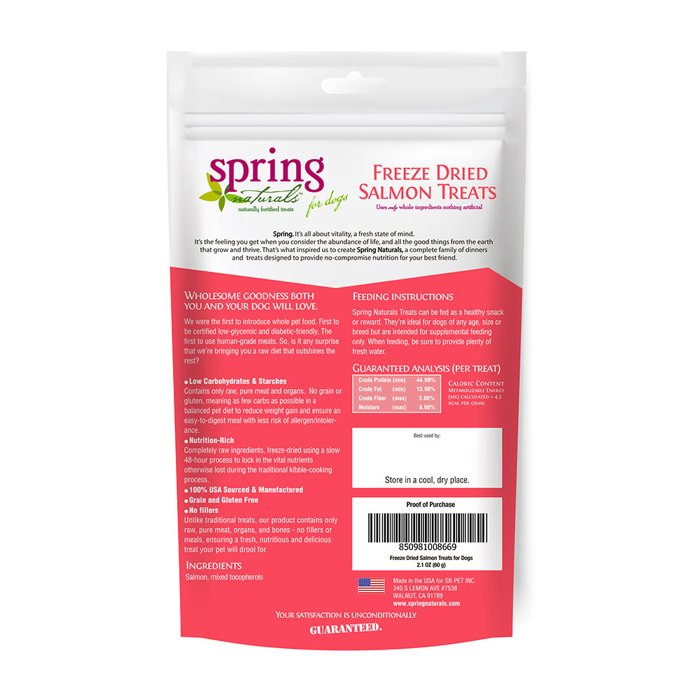 Spring Naturals - 冷凍脫水狗小食系列(小魚乾/牛肉/三文魚)